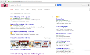 Sample Google search for "Ads on the Internet"